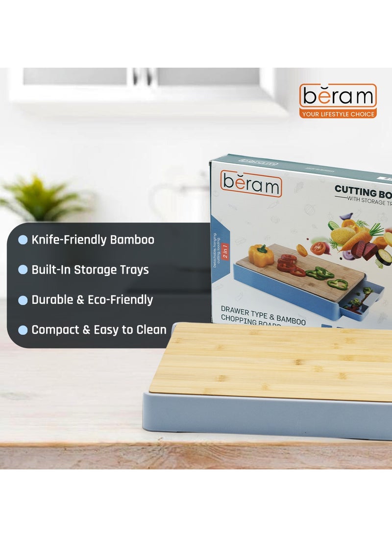 BERAM Bamboo Chopping Board, Wooden Cutting Board for Kitchen Use, Food Storage Mechanism, Wall Mounted Design, Multi-Purpose Surface Protector