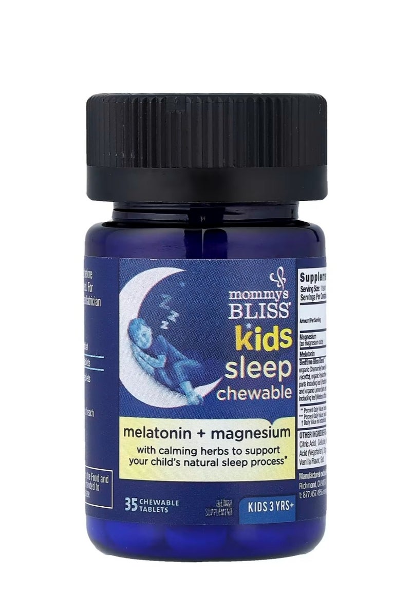 Mommy's Bliss Kids Sleep Chewable Melatonin + Magnesium 3 Yrs+ Natural Grape 35 Chewable Tablets - Image 2