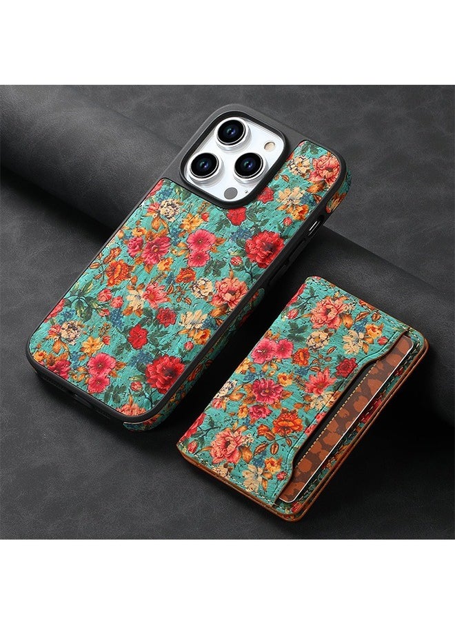 Beyond iPhone 16 Pro Max Wallet Magsafe Case with Card Holder, Durable Kickstand Shockproof Phone Case Cover, Floral FliP Case Cover (Green)  - Image 5