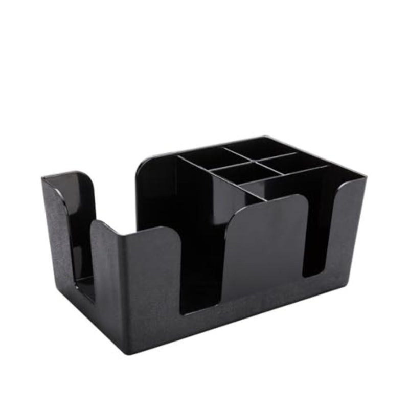 Restaurantware RWT0484 plastic condiment caddy for bar use, pebbled texture, black, 6 compartments, durable and stackable - Image 2