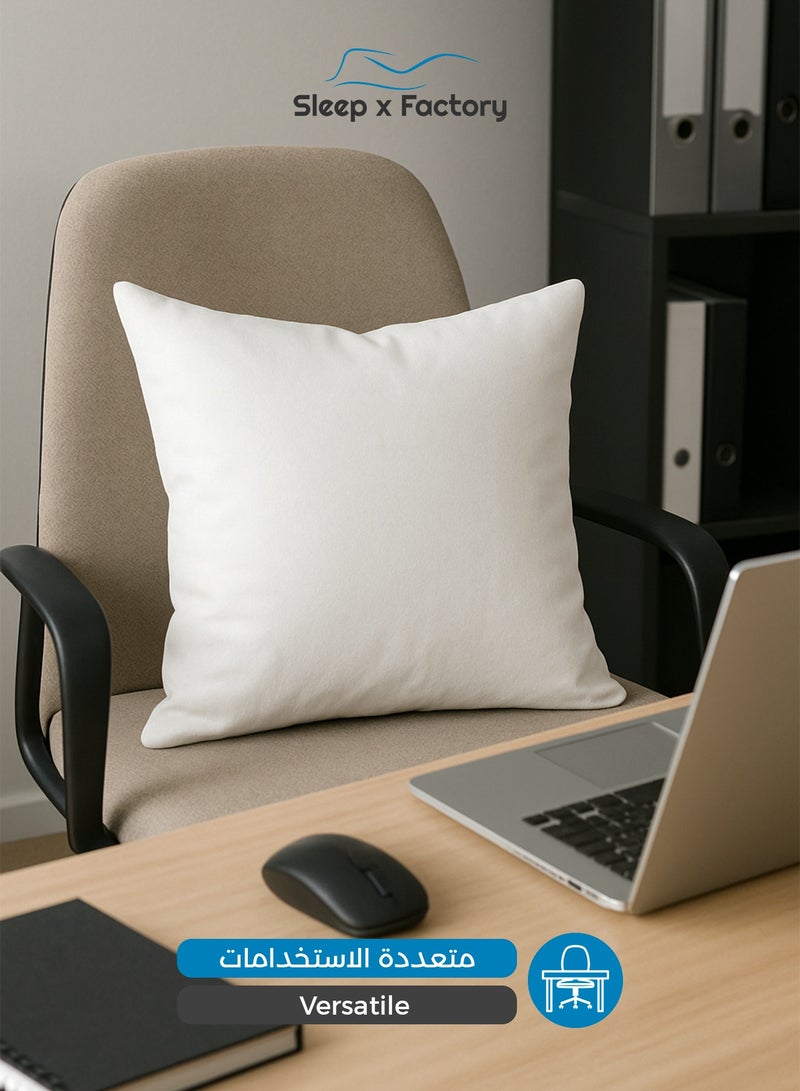 Sleep x Factory White Decorative Cushion – 45x45 cm – Microfiber Filled Pillow - Image 4