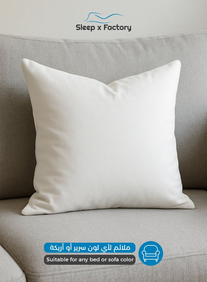 Sleep x Factory White Decorative Cushion – 45x45 cm – Microfiber Filled Pillow - Image 3