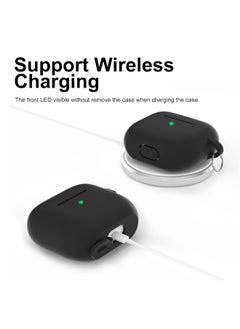 NIBEMINENT For Apple Airpod 4/Airpods 4th Generation/Airpod 4th Gen Case Cover with Keychain, Full Protective Silicone Case Accessories , Front LED Visible (Black)  - Image 5