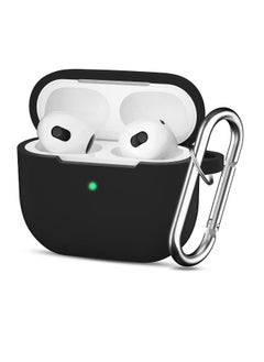 NIBEMINENT For Apple Airpod 4/Airpods 4th Generation/Airpod 4th Gen Case Cover with Keychain, Full Protective Silicone Case Accessories , Front LED Visible (Black)  - Image 1