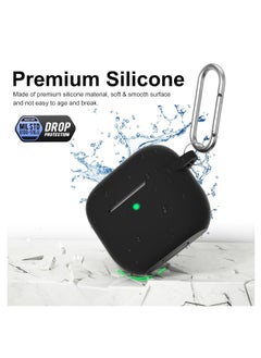 NIBEMINENT For Apple Airpod 4/Airpods 4th Generation/Airpod 4th Gen Case Cover with Keychain, Full Protective Silicone Case Accessories , Front LED Visible (Black)  - Image 3