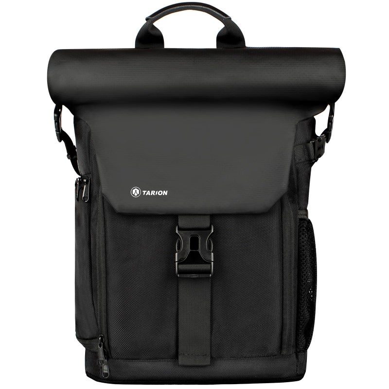 TARION Camera Backpack Rolltop Photography Backpack with Removable Laptop Case 2 in 1 Large Capacity Camera Bag with Waterproof Rain Cover for DSLR SLR Cameras (SP-01 Black) - Image 1