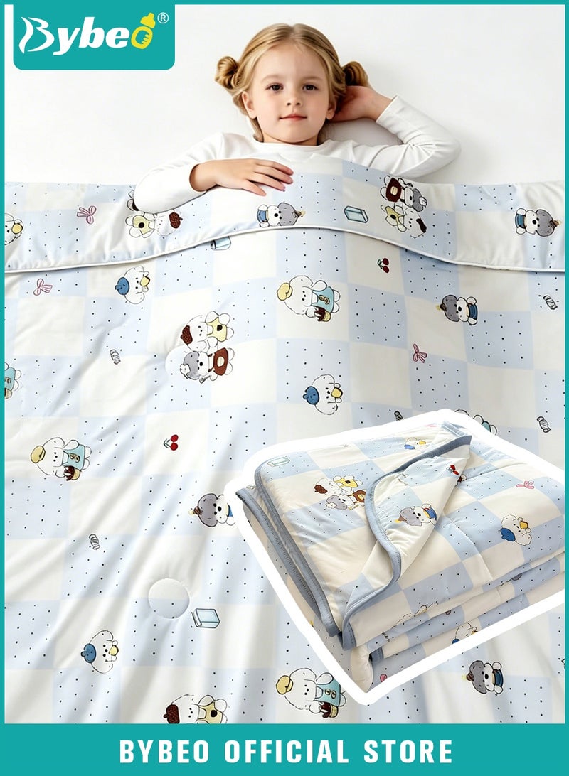 Bybeo Lightweight Baby Quilt, Soft Toddler Blankets, Kids Cooling Silk Summer Quilt for Boys and Girls, Double-Sided Cooling Blanket for Crib, Toddler Bed, Preschool, Daycare, Air-conditioned Room, and Kindergarten, Machine Washable Year-Round Bedding - Image 1