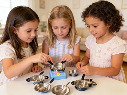 MAGIKON Miniature Toy 17Piece Stainless Steel Pots and Pans Set MAGIKON Pretend Play Kitchen Cooking Utensils Toy - Image 5