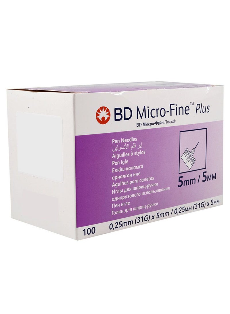 BD إبر قلم الأنسولين ميكرو-فاين بلس 31G × 5 مم 100 قطعة - Image 1