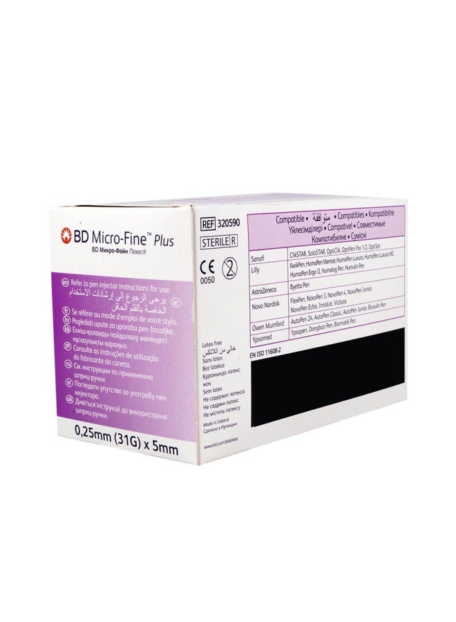 BD إبر قلم الأنسولين ميكرو-فاين بلس 31G × 5 مم 100 قطعة - Image 2