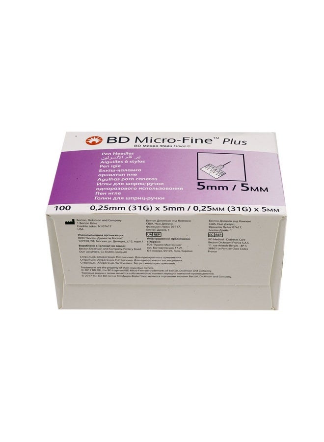 BD إبر قلم الأنسولين ميكرو-فاين بلس 31G × 5 مم 100 قطعة - Image 3