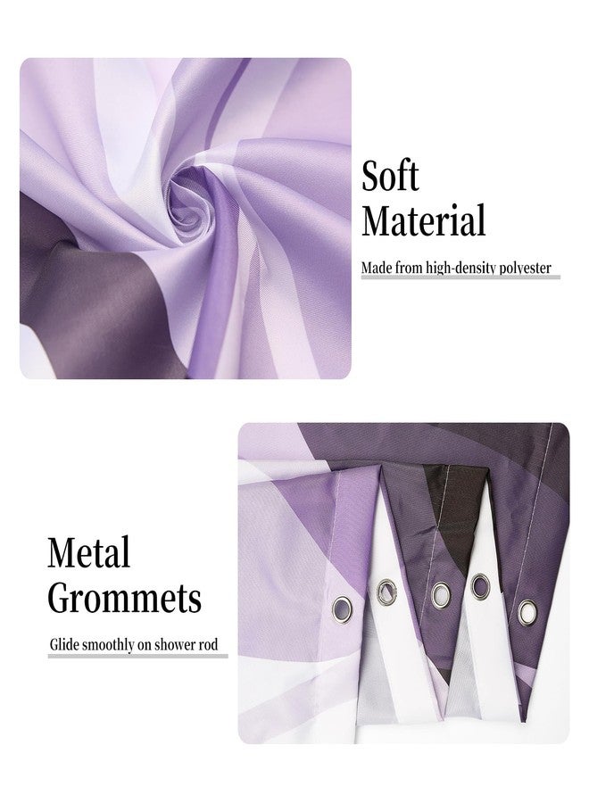Ruelvth Purple Shower Curtain, Modern Abstract Purple and Grey Striped Shower Curtain for Bathroom Waterproof Lavender Shower Curtain Set with Hooks, 72x72 Inch - Image 4