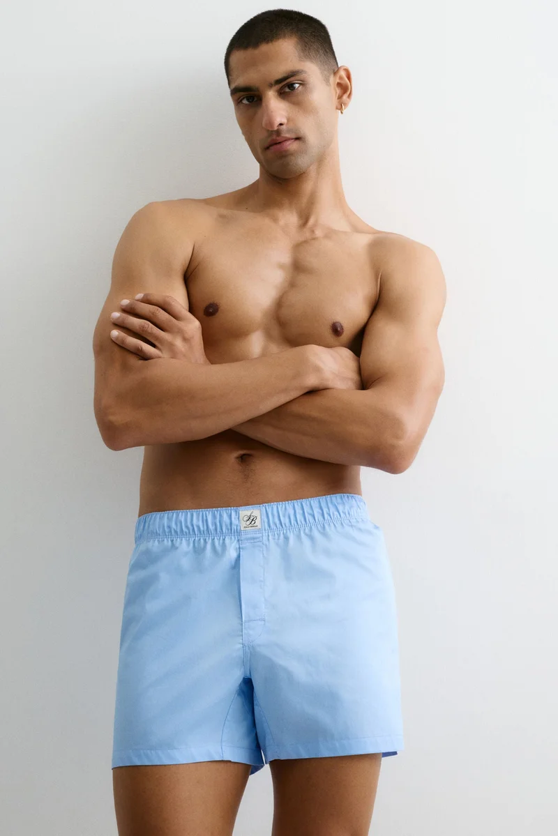 اتش اند ام شورت بوكسر من قطن الساتين - عبوة من قطعتين