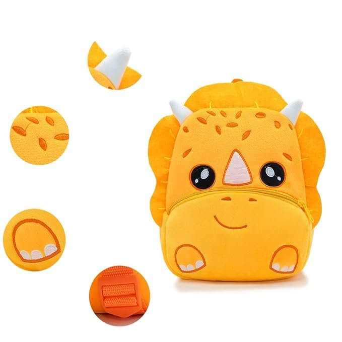 blue tree Cute Kids Backpack Toddler Bag Plush Animal Cartoon Mini Travel Bag for Baby Girl Boy 1-5 Years (s, Dinosaur, Yellow) - Image 5