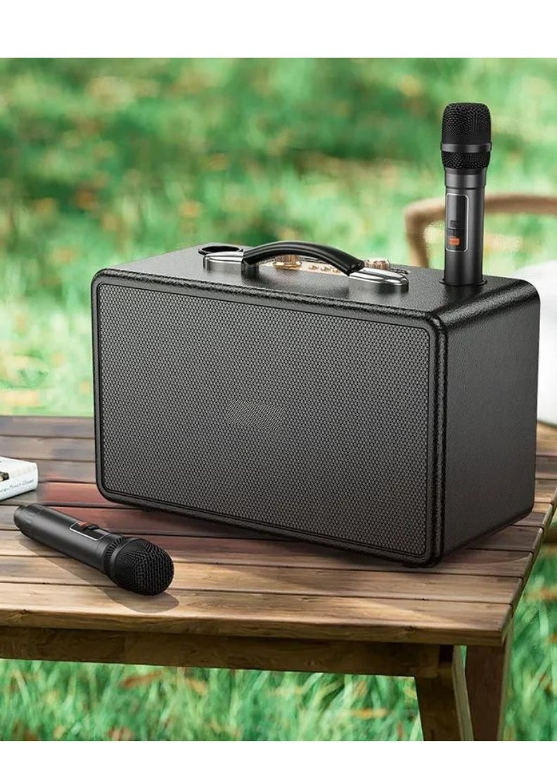 JAJEEK - Portable Bluetooth Speaker with 60W Peak Output | Dual 15W Full-Range Drivers & 5W Tweeter | Dual Wireless Microphones | RGB Strobe Lights | 2×3000mAh Battery | USB-C Charging | 6H Music / 8H Mic Playtime | TF Card / USB / AUX Support | Reverb & Echo Control | Ideal for Parties, Karaoke, Events & Travel - Image 1