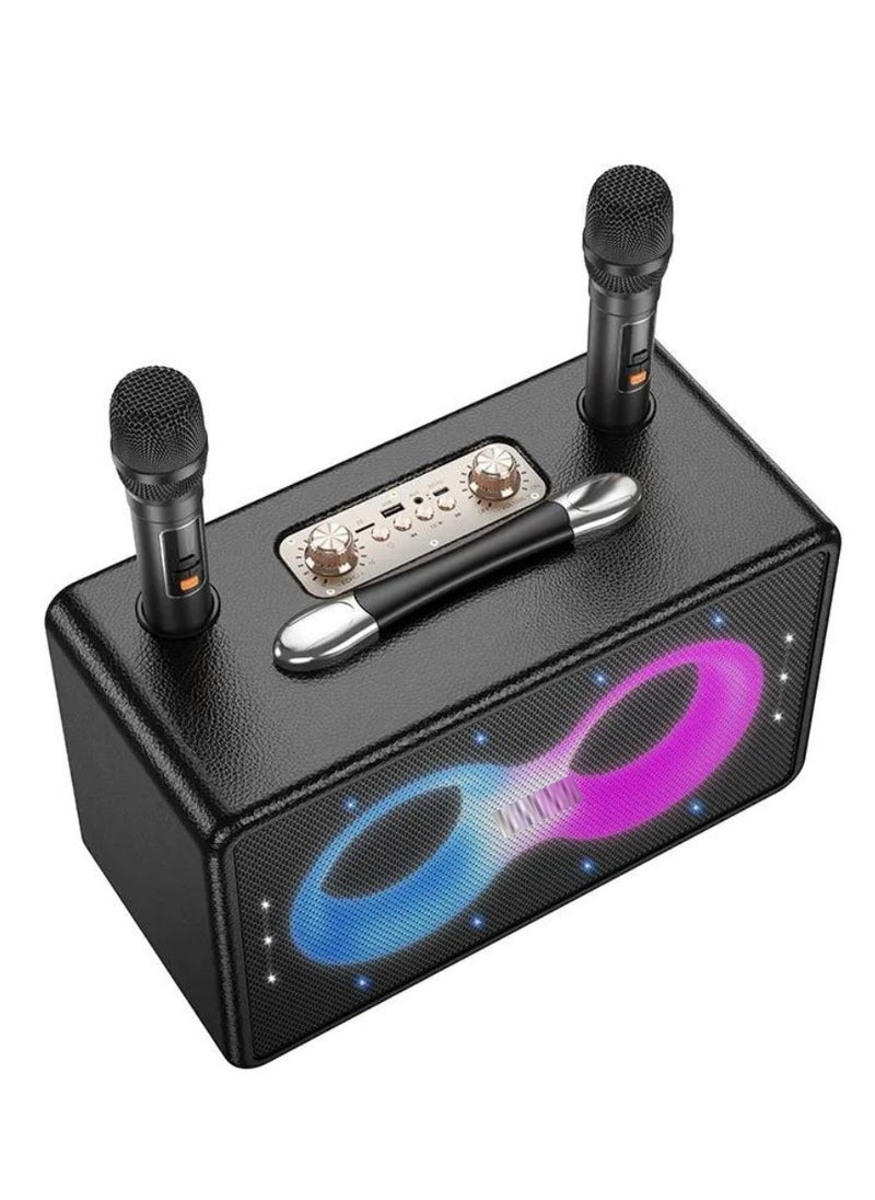 JAJEEK - Portable Bluetooth Speaker with 60W Peak Output | Dual 15W Full-Range Drivers & 5W Tweeter | Dual Wireless Microphones | RGB Strobe Lights | 2×3000mAh Battery | USB-C Charging | 6H Music / 8H Mic Playtime | TF Card / USB / AUX Support | Reverb & Echo Control | Ideal for Parties, Karaoke, Events & Travel - Image 1