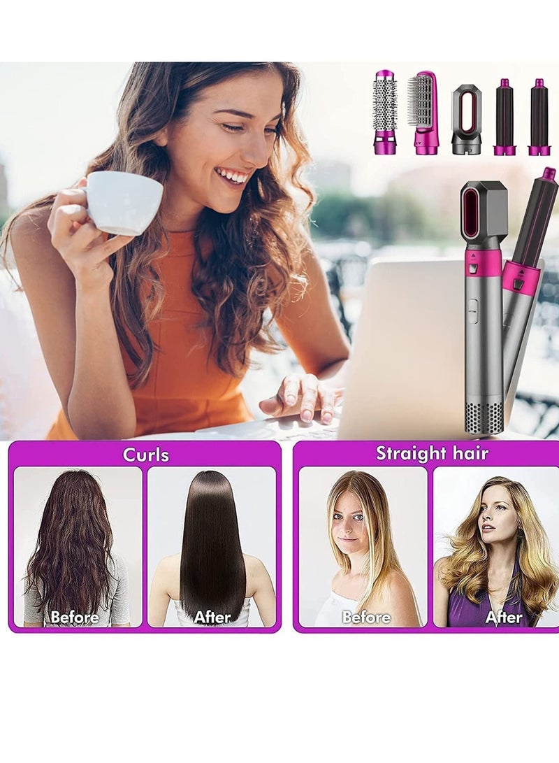 5 in1 Hot Air Brush, One-Step Hair Styling Tools Electric Hair Hot Brush, Muti-Styler for Straightener, Curling Drying