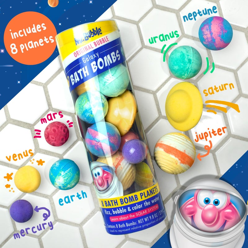 Mr. Bubble Galaxy Bath Bombs, Signature Bubble Gum Scent, Set of 8 Different Bath Bomb Planets - Image 2
