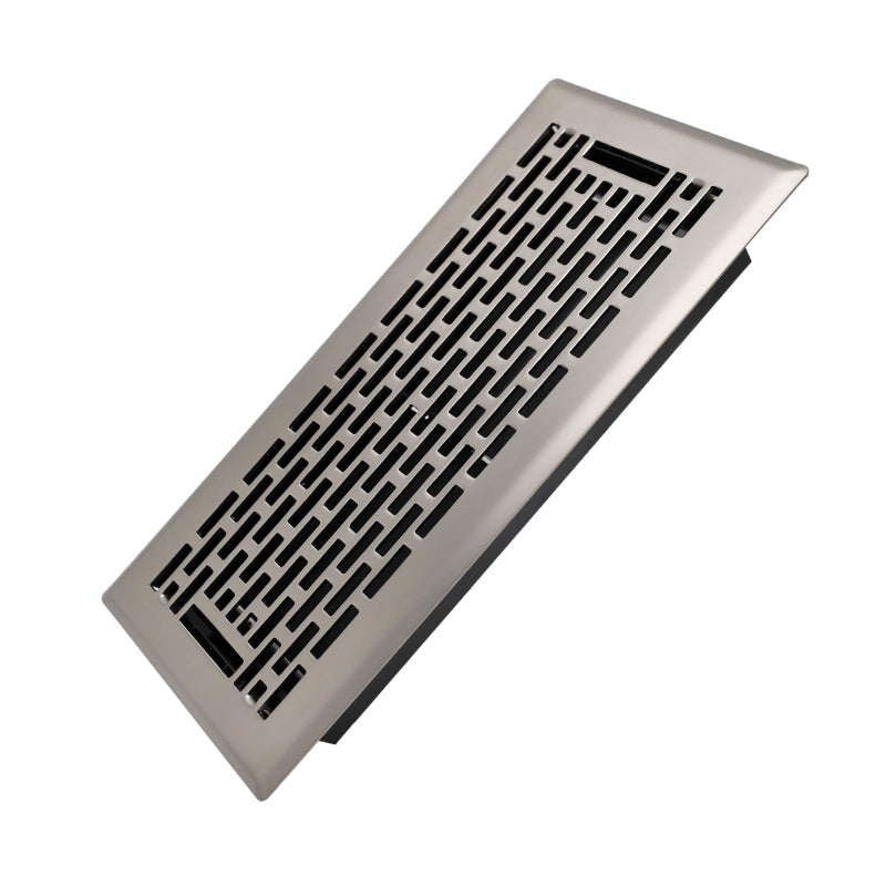Howeall 4x10 Inches Heavy Duty Walkable Floor Register Easy Adjust Air Supply Lever Decorative Floor Vent Covers Boston Design Vent Covers for Home Satin Nickel