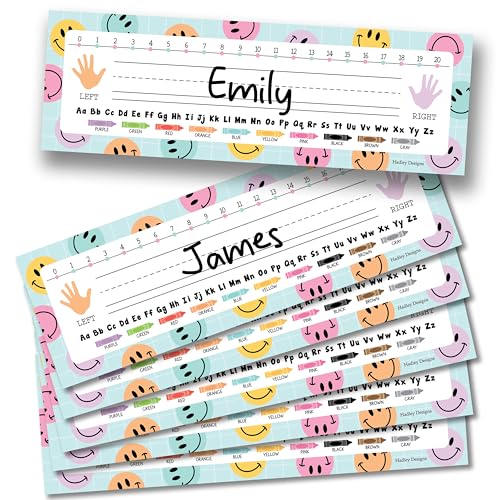 Hadley Designs Desk Name Tags for Classroom – 36 Student Name Plates for Classroom Kindergarten, Preschool, 1st, 2nd & 3rd Grade, 14.5 x 4in Teacher Nameplates for Student Desks, Smiley Nametags - Image 1