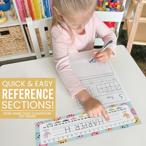 Hadley Designs Desk Name Tags for Classroom – 36 Student Name Plates for Classroom Kindergarten, Preschool, 1st, 2nd & 3rd Grade, 14.5 x 4in Teacher Nameplates for Student Desks, Smiley Nametags - Image 4