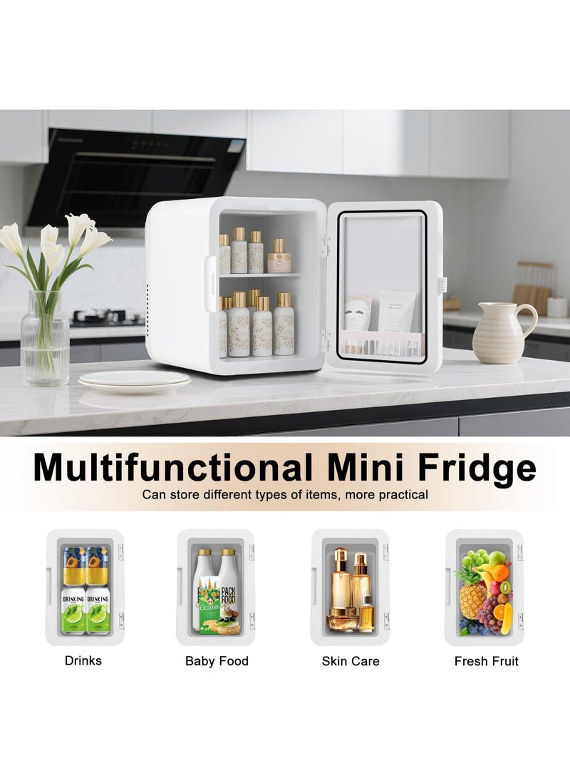 Halamine Mini Fridge, Portable Mini Refrigerator Cooler and Warmer,Compact Refrigerator for Skin Care, Cosmetics, Food, Drinks, Skincare, Breast Milk,Great for Bedroom, Office, Car, Home (White) - Image 2