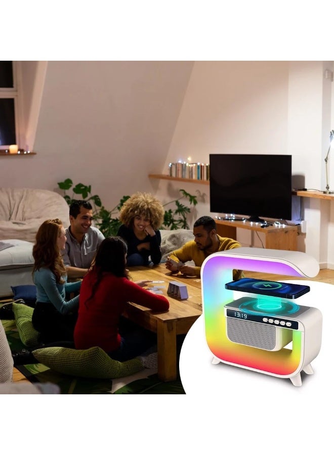 G3 LED Wireless Charging Speaker with Alarm Clock, 16M Colours, 10W Fast Charging, Sound Machine, App Control, Pink/White/Red, - Image 5