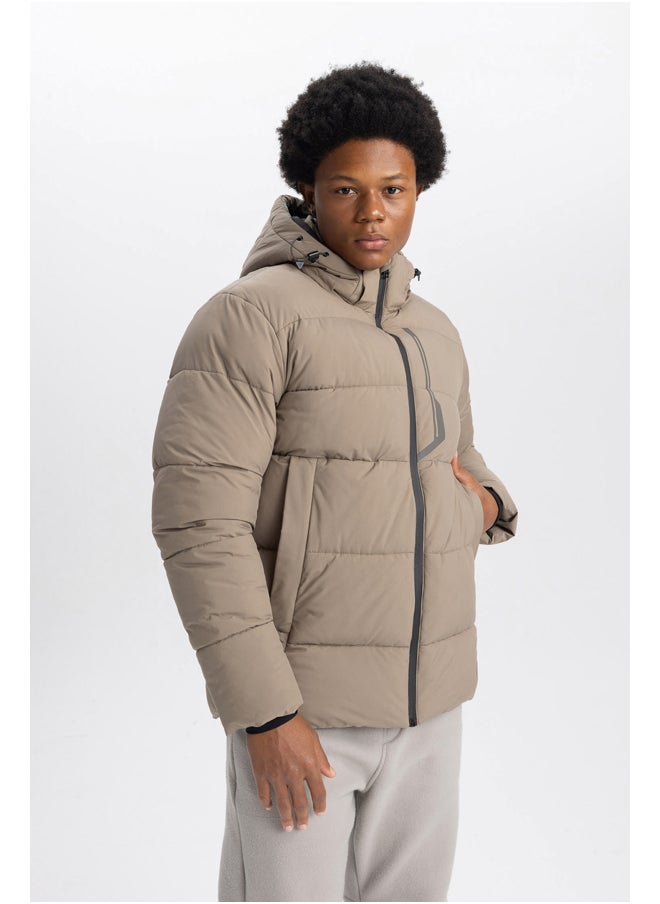 DeFacto Man Slim Fit Hooded Long Sleeve Puffer Coat  - Image 3