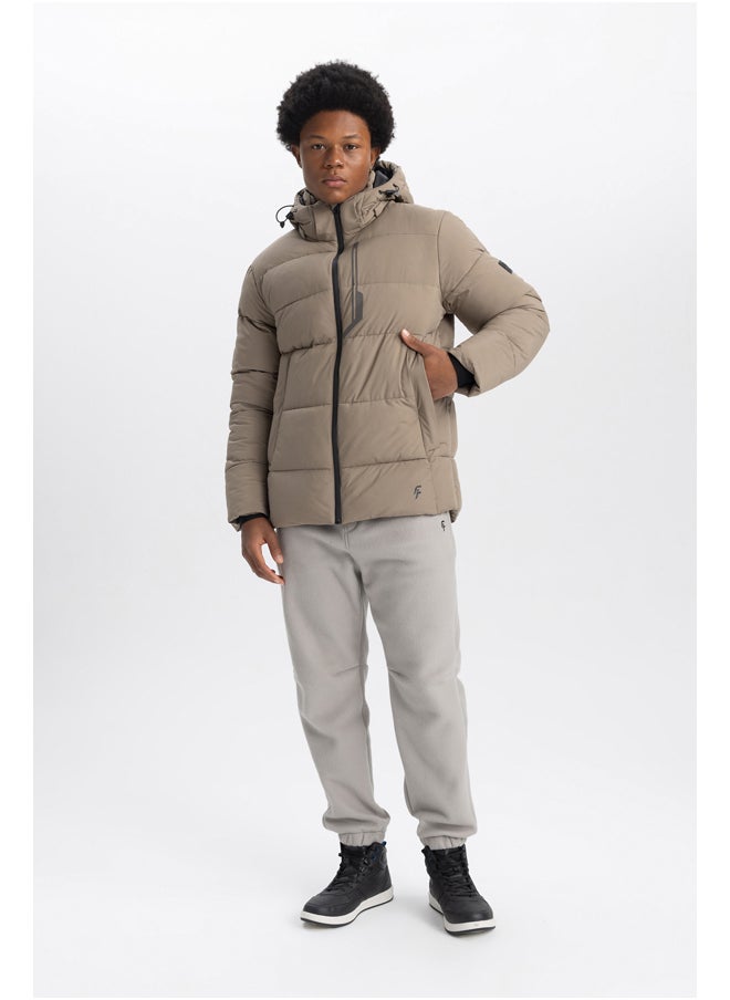 DeFacto Man Slim Fit Hooded Long Sleeve Puffer Coat  - Image 4