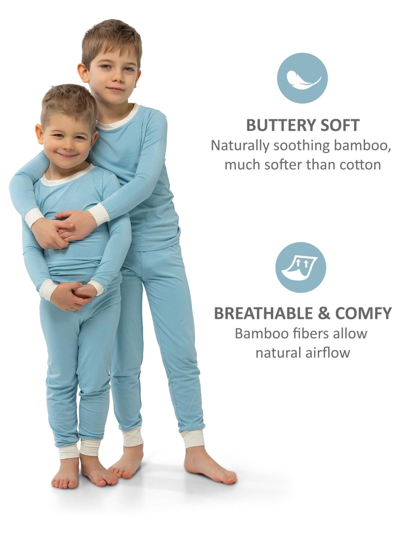 Warm Cuddles Soft Viscose from Bamboo Pajamas for Kids - Toddler Pajamas for Boys & Girls - Two Piece Set PJs (Blue, 5-6Y) - Image 5