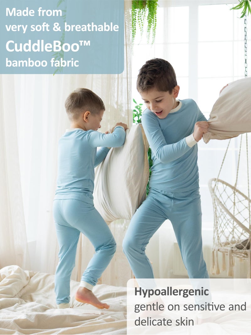 Warm Cuddles Soft Viscose from Bamboo Pajamas for Kids - Toddler Pajamas for Boys & Girls - Two Piece Set PJs (Blue, 5-6Y) - Image 4