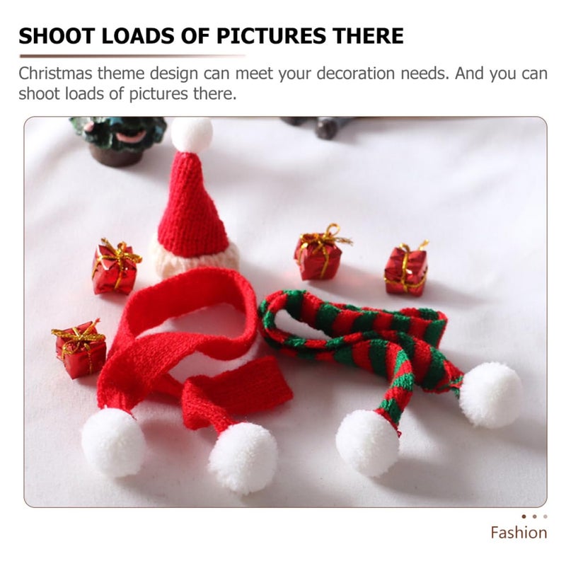 Mini Knitting Hats Stretch Christmas Caps Scarf Dollhouse Accessories DIY Craft Decor - Image 5
