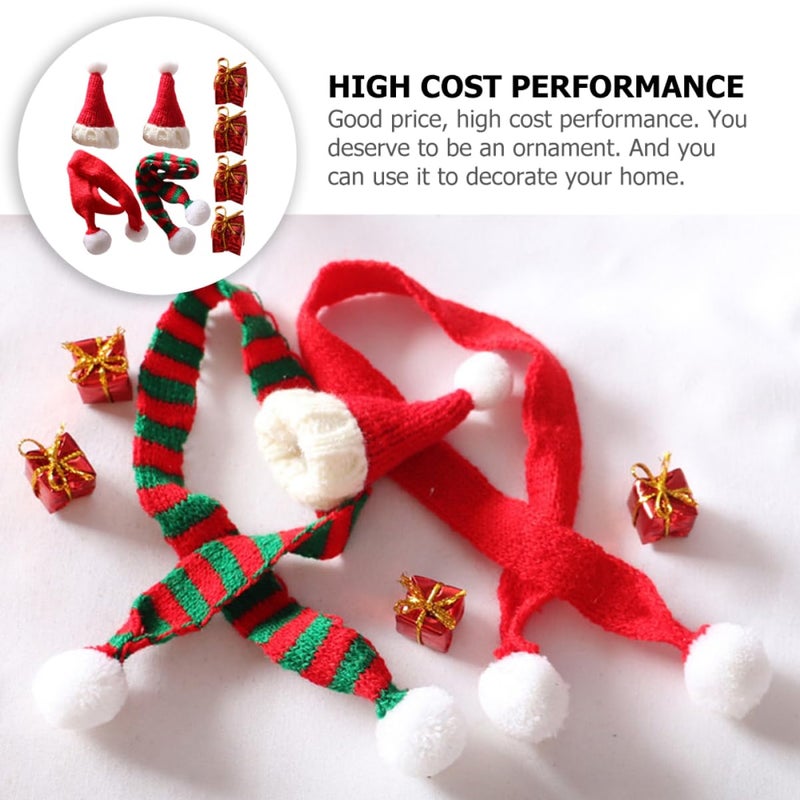 Mini Knitting Hats Stretch Christmas Caps Scarf Dollhouse Accessories DIY Craft Decor - Image 4