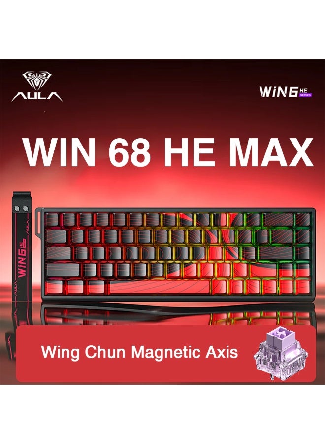 أولا لوحة مفاتيح AULA WIN68 Max HE المغناطيسية للألعاب RT سلكية RGB مع إمكانية التبديل السريع 8 كيلو هرتز ولوحة مفاتيح ميكانيكية منخفضة الكمون - Image 2