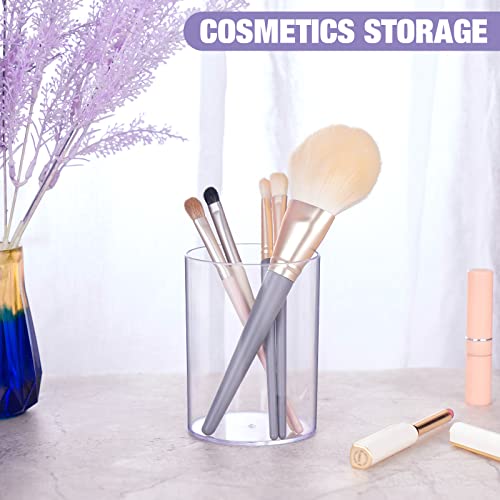 NiOffice Stylish Clear Acrylic Desk Organizer Pen and Pencil Holders Set of 3, Round Makeup Brush Storage Perfect for Home, School and Office Supplies - Image 4