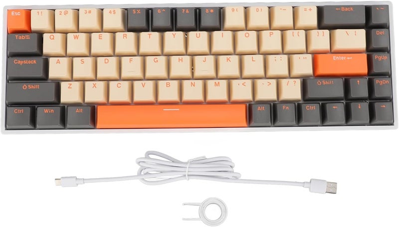 60 Percent Mechanical Keyboard 68 Keys, Wired Gaming Keyboard with RGB Backlit, Ergonomic Red Switch Type C Keyboard for Computer with USB Port, Hot Swappable Full Key - Image 1