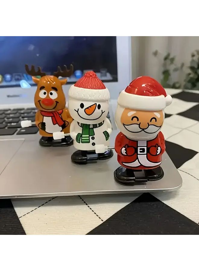 Wind Up Santa And Rudolph Christmas Toy Vintage Clockwork Chain Red White Stocking Stuffer - Image 2