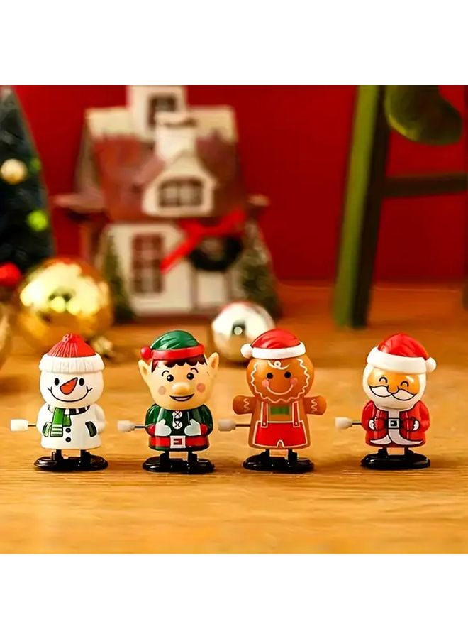 Wind Up Santa And Rudolph Christmas Toy Vintage Clockwork Chain Red White Stocking Stuffer - Image 4