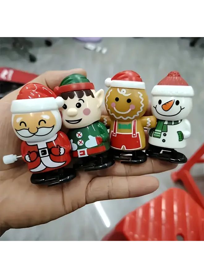 Wind Up Santa And Rudolph Christmas Toy Vintage Clockwork Chain Red White Stocking Stuffer - Image 5