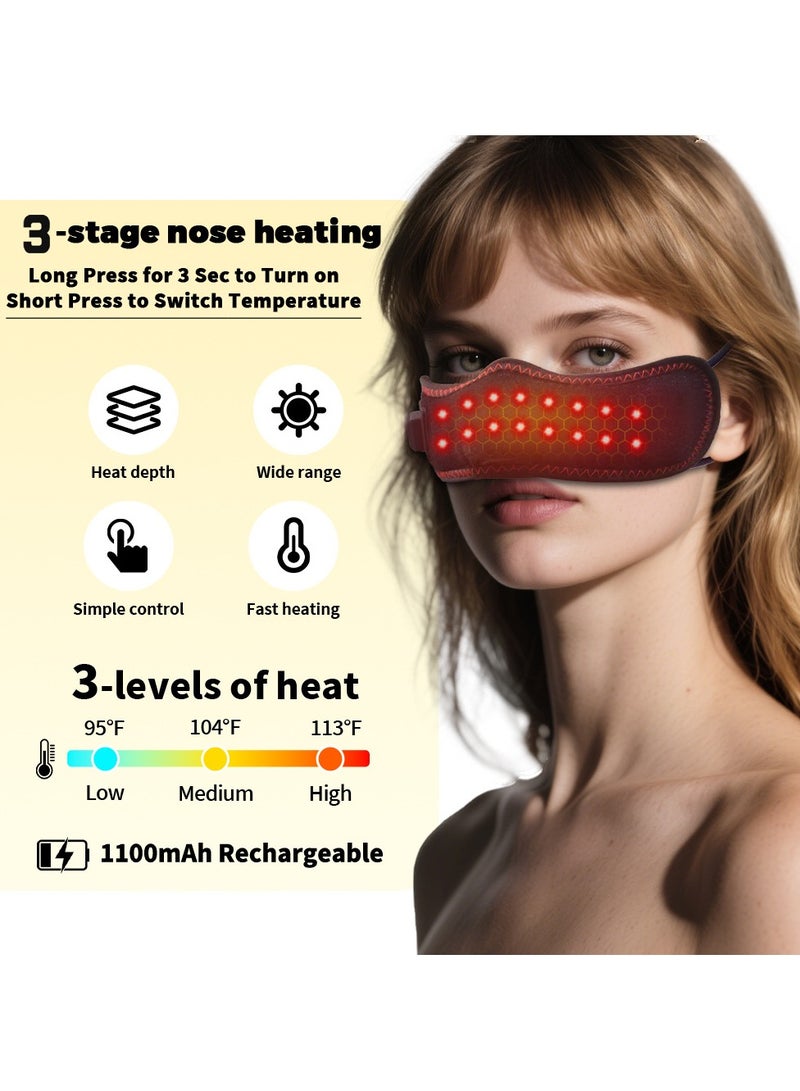 general USB Rechargeable Red Light Nasal Therapy Mask - 16 LED Lights 3 Gears Heating Sinus Relief & Rhinitis Congestion Relief Mask - Image 2