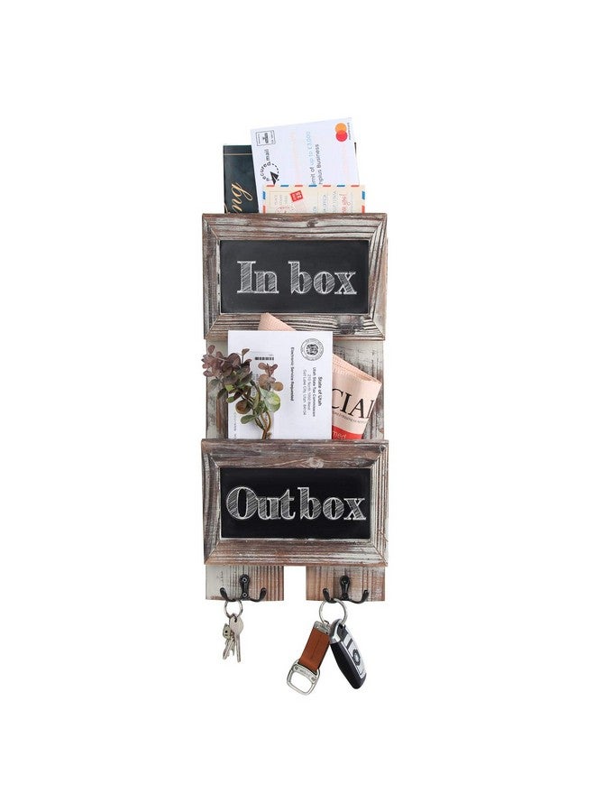 J JACKCUBE DESIGN Rustic Wood Mail Organizer Wall Mount Key Holder With Chalkboard Mail Holder 2Slot Mail Sorter With 2 Double Key Hooks Wall Décor For Entryway Mk561A - Image 2