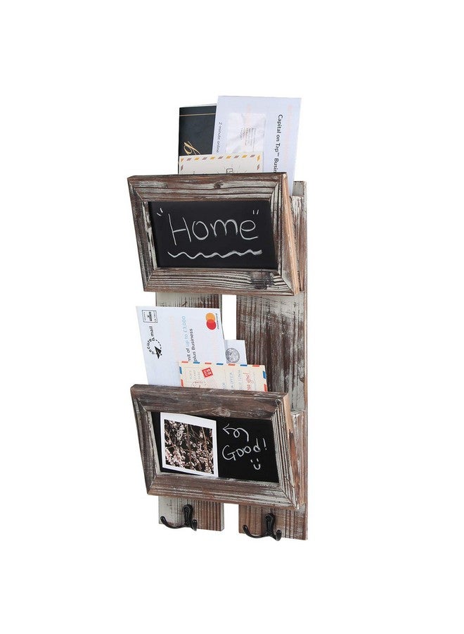 J JACKCUBE DESIGN Rustic Wood Mail Organizer Wall Mount Key Holder With Chalkboard Mail Holder 2Slot Mail Sorter With 2 Double Key Hooks Wall Décor For Entryway Mk561A - Image 1