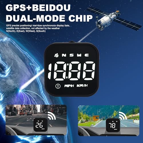 KAOLALI G4S Car HUD Heads Up Display, GPS Digital Speedometer with Speed MPH Compass Driving Direction Fatigue Driving Reminder Overspeed Alarm Trip Meter for All Vehicles (White) - Image 5