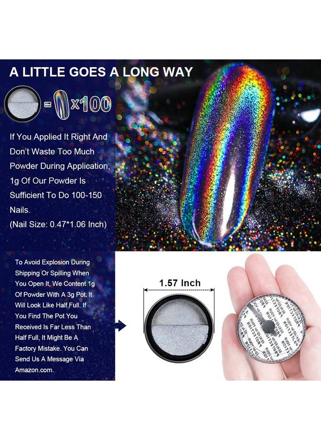 BELLEBOOST Holographic Nail Powder Holo Powder For Nails Chrome Nail Powder Rainbow Unicorn Mirror Effect Glitter Dust Multi Manicure Pigment Nail Art Diy Deco With Sponge Tool3Pcs 0.04Oz1G  - Image 2
