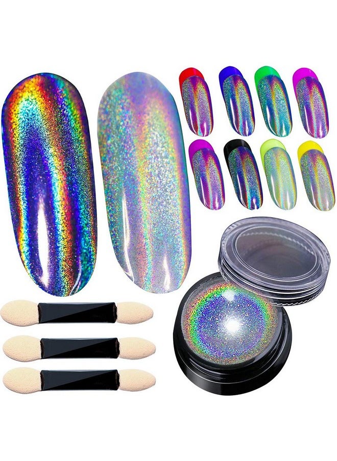 BELLEBOOST Holographic Nail Powder Holo Powder For Nails Chrome Nail Powder Rainbow Unicorn Mirror Effect Glitter Dust Multi Manicure Pigment Nail Art Diy Deco With Sponge Tool3Pcs 0.04Oz1G  - Image 1