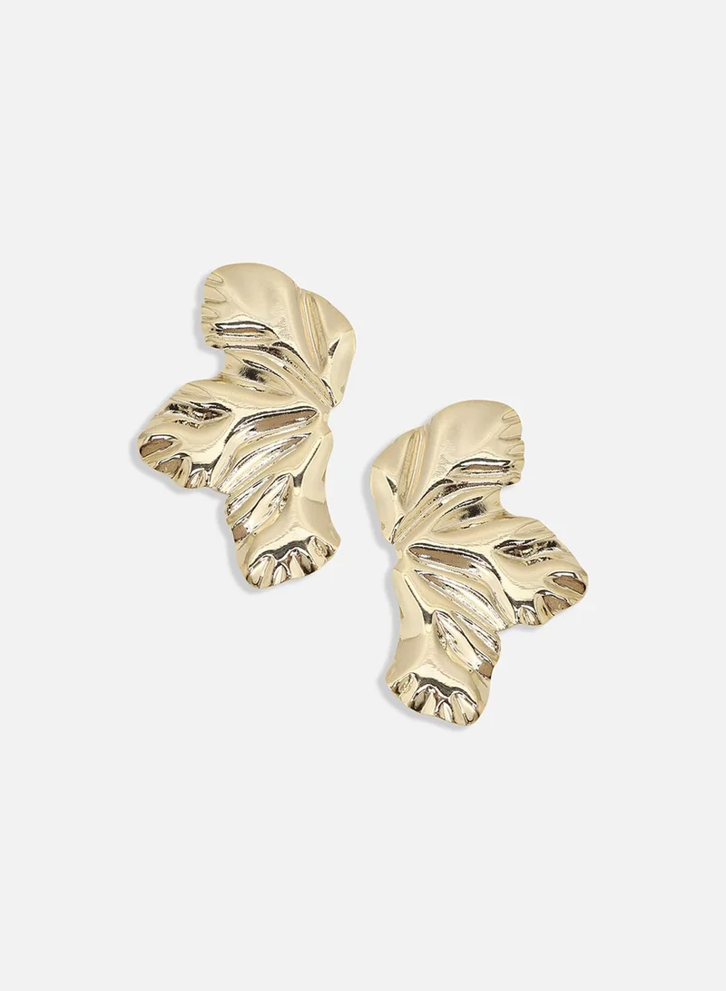 SOHI Textured Maple Leaf Artificial Stud Earring Jewellery