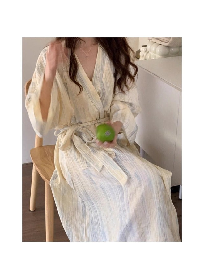 Style Nightgown Spring And Autumn Pajamas Girl's Sweet Nightgown Cherry Bear Long Bathrobe Home Clothes For Outer Wear