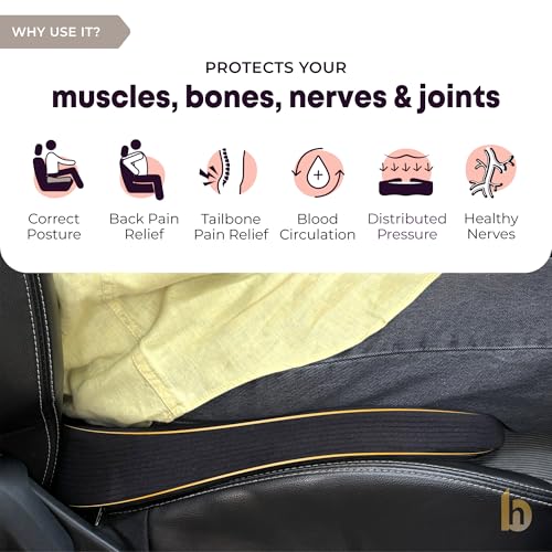 betterhood PosturePro Premium Car Seat Cushion for Driving Seat | Car Cushion Pillow for Tailbone Pain Relief | Orthopedic Memory Foam, Cotton Cover | Ergonomic Design for Long Drive Comfort (Black) - Image 2