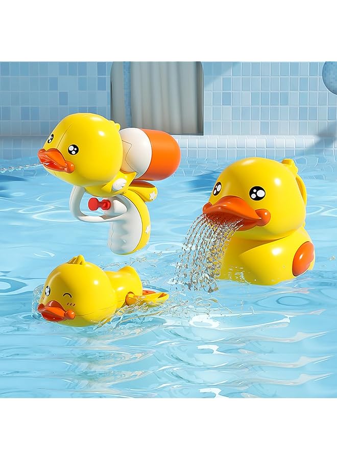 erorex Toddler Bath Toys Safety Bath Ducky Toy Set 8Pcs Cute Duck Baby Bathtub Toys Water Gun Toy Shower - Image 3
