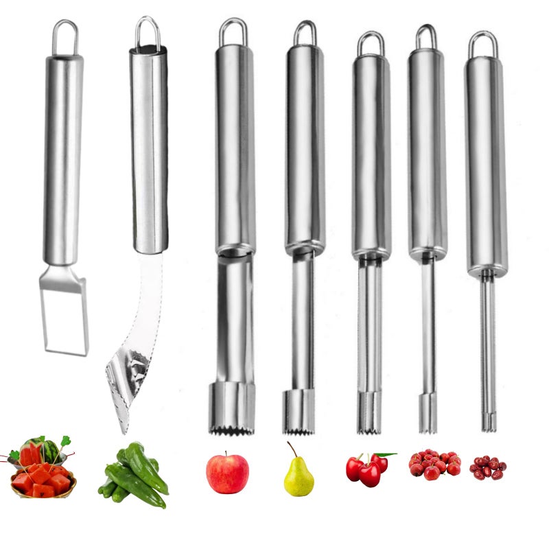 KKpxafl Fruit and Vegetable Corer Tool, Multi-Function Stainless Corer and Pitter Remover Set for Apple, Chili Kernel Remover Fruit Slicer for Kitchen - Image 1